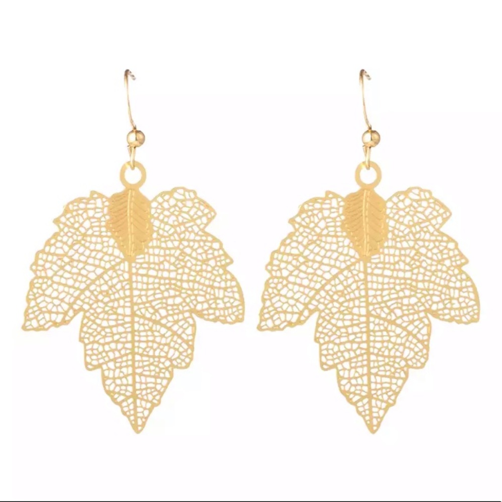 FREE when bundled! Gold Leaf Drop Earrings! - Picture 6 of 6